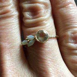 Unique Diamond Ring with Opals
